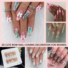 BANA ART 3D bow and heart nail charms for textured DIY designs