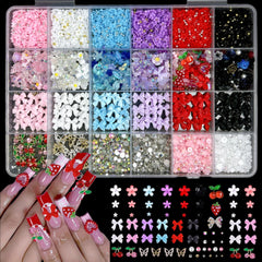 Bana Art 3D nail charms kit with bows and flowers for versatile nail art.