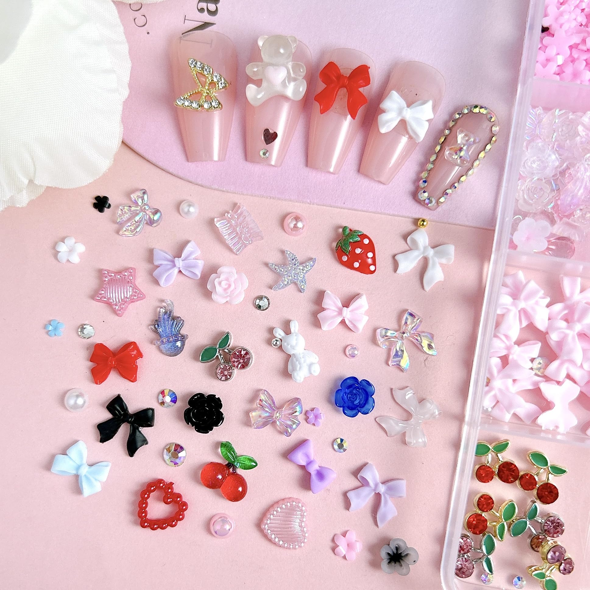 Bana Art cherry and butterfly charms add metallic sparkle.
