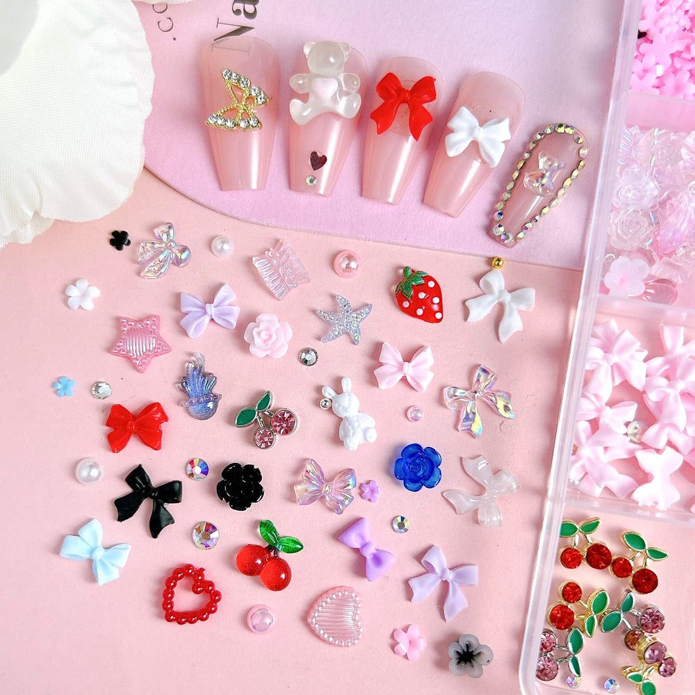 Bana Art cherry and butterfly charms add metallic sparkle.