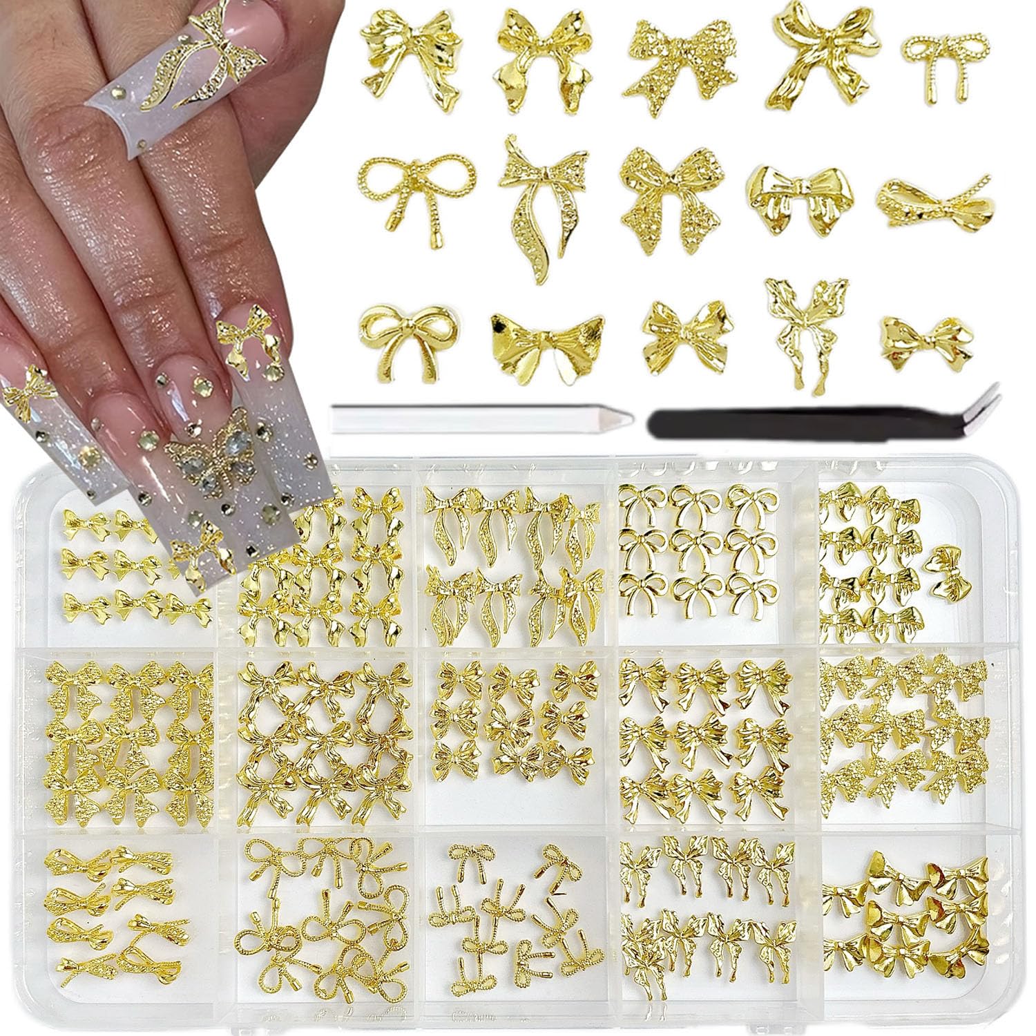 BANA ART gold bow nail charm style 01 adds subtle shimmer for elegant nails
