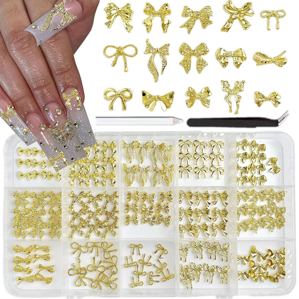BANA ART gold bow nail charm style 01 adds subtle shimmer for elegant nails