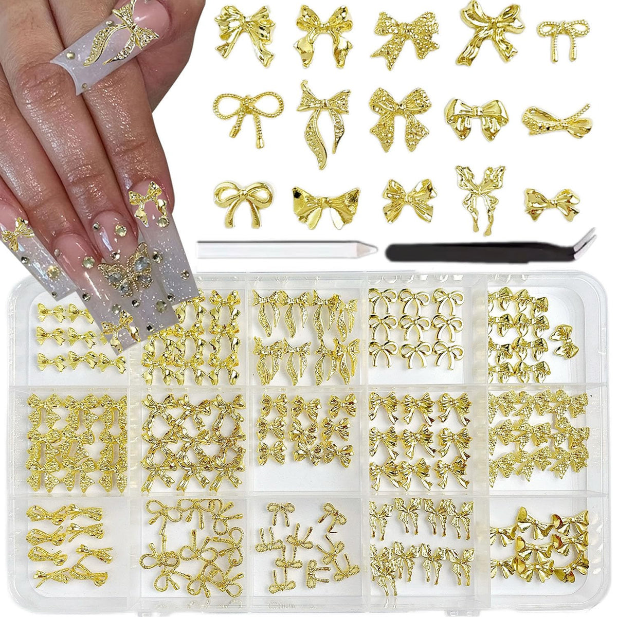 BANA ART gold bow nail charm style 01 adds subtle shimmer for elegant nails