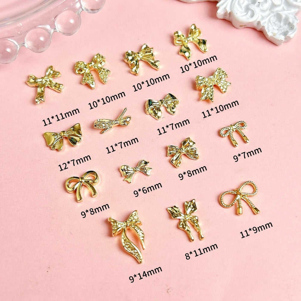 BANA ART gold bow nail charm style 02 lightweight and durable for daily wear