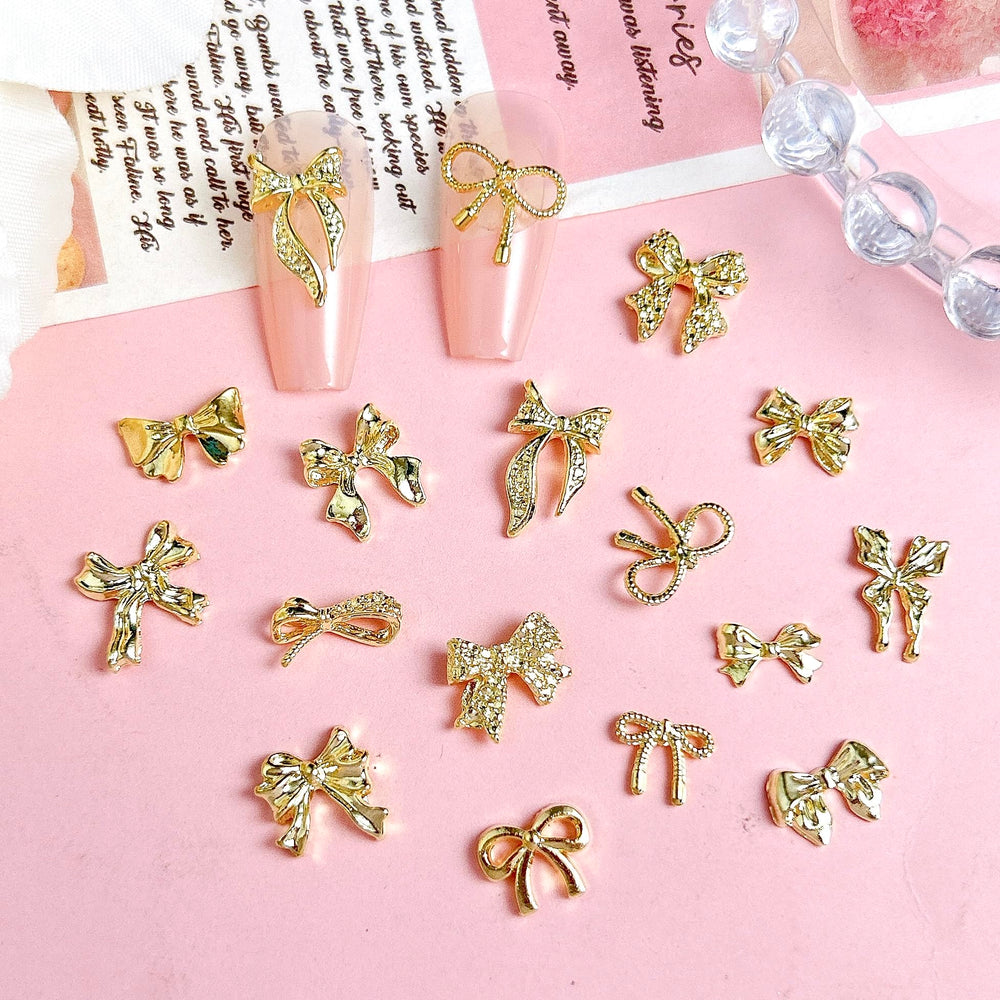 BANA ART gold bow nail charm style 03 perfect for DIY manicure and crafts