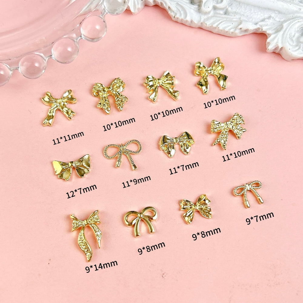 BANA ART 3D gold bow nail charms add cute nail accents.