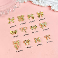 BANA ART 3D gold bow nail charms add cute nail accents.