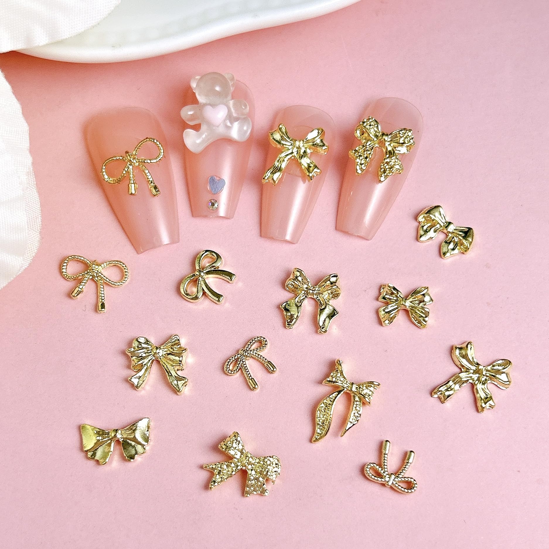 BANA ART gold bow charms in multiple sizes for variety.