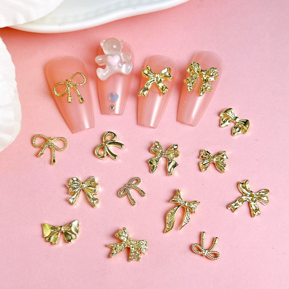 BANA ART gold bow charms in multiple sizes for variety.