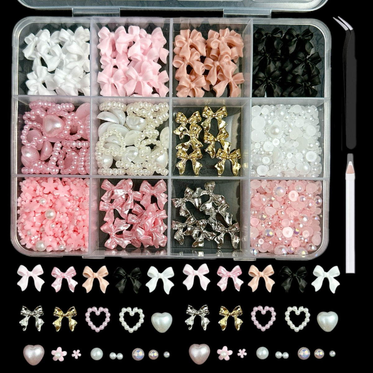 BANA ART gold bow nail charms kit for elegant nail accents