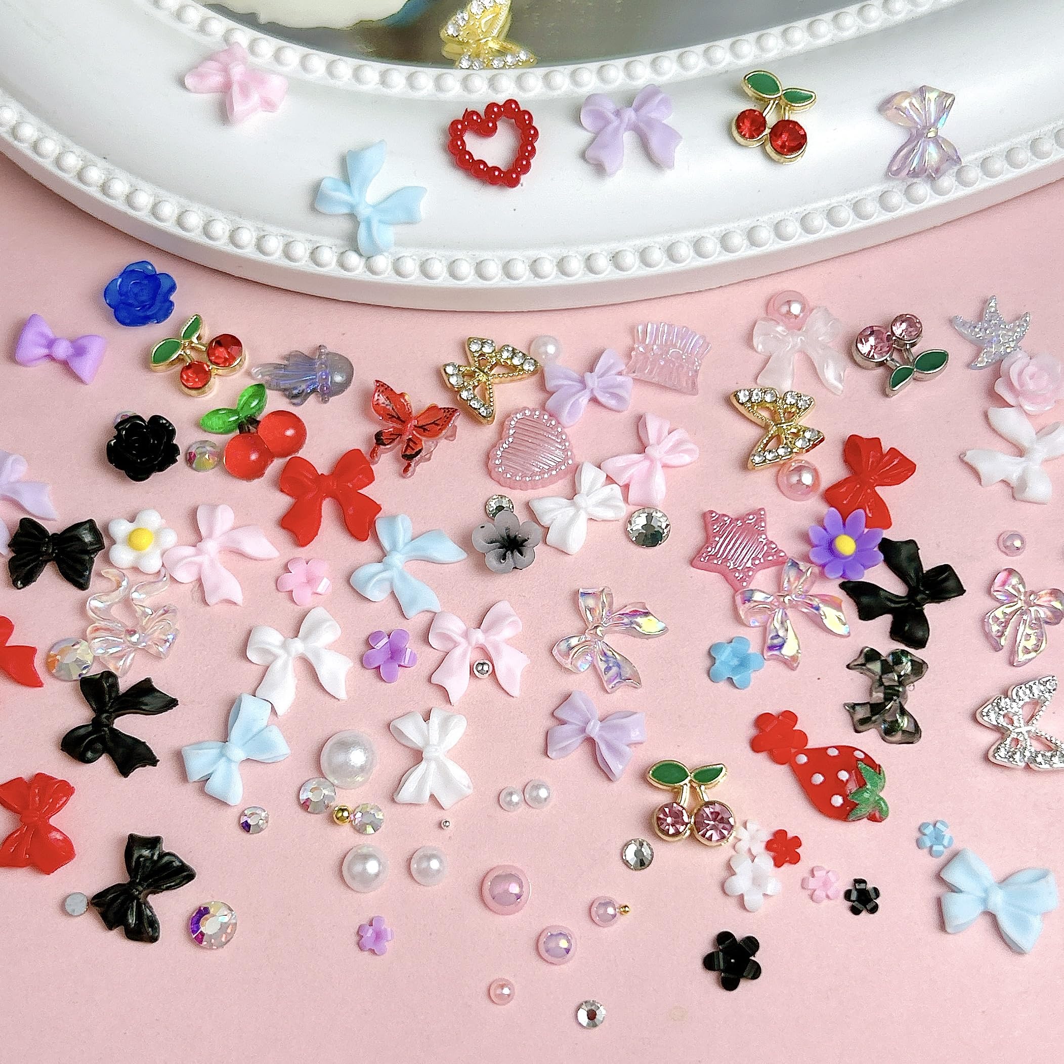 Bana Art bows and flowers in six colors for chic nails.