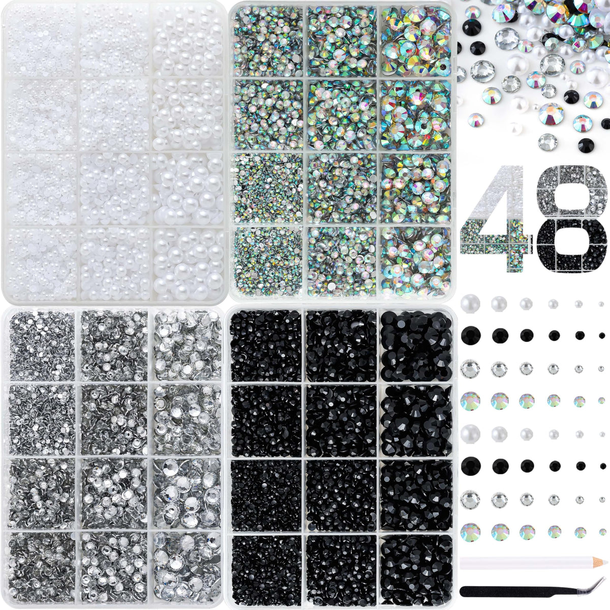 BANA ART nail charms pearls kit close-up with varied sizes for DIY nail art
