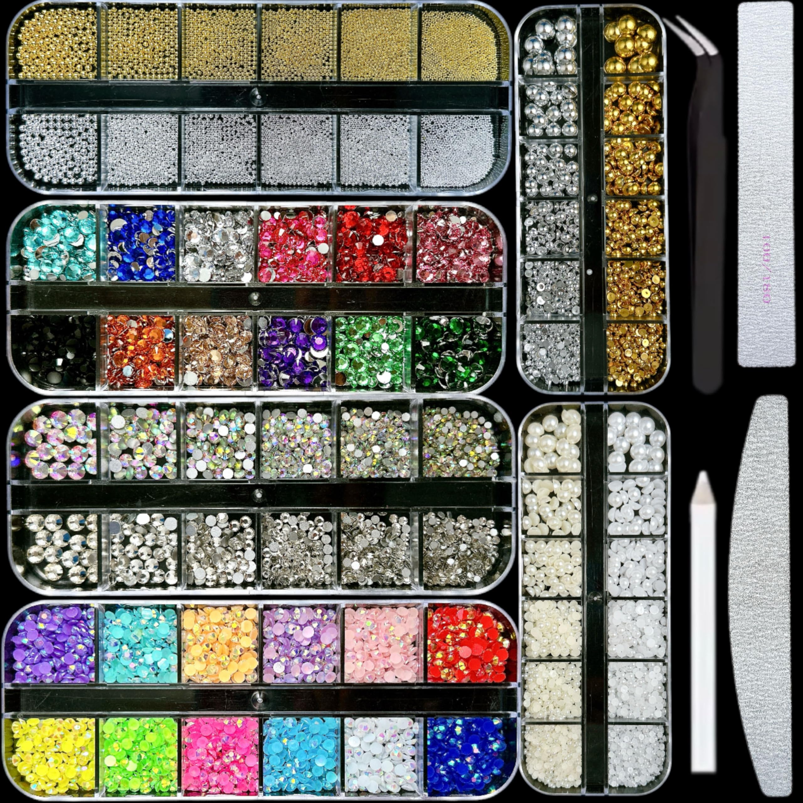 BANA ART nail rhinestones with flatback pearls for a glossy professional look