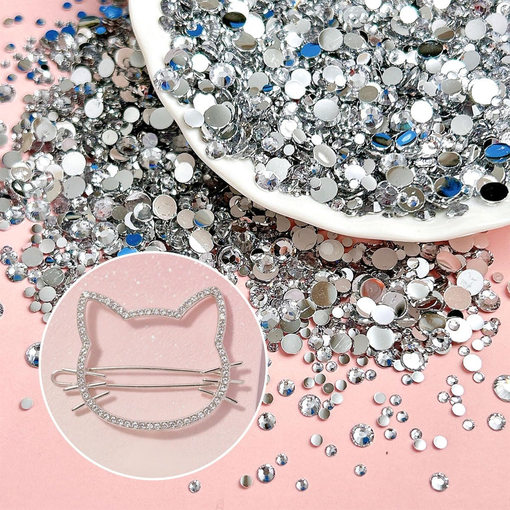 BANA ART silver translucent flat-back gems for reflective nail highlights