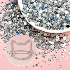 BANA ART silver translucent flat-back gems for reflective nail highlights