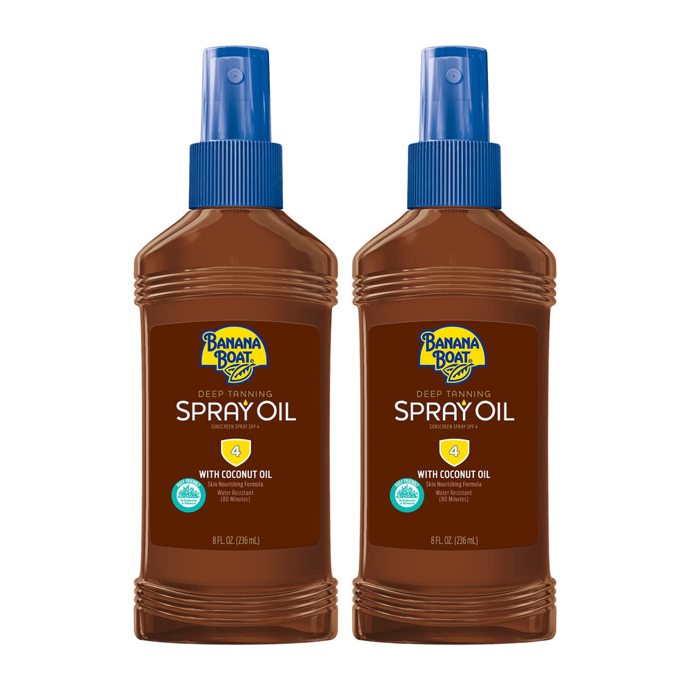 Banana Boat Deep Tanning Oil SPF 4 bottle ready for outdoor sun sessions.