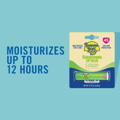 Banana Boat SPF lip balm packaging close-up highlights travel-friendly design.