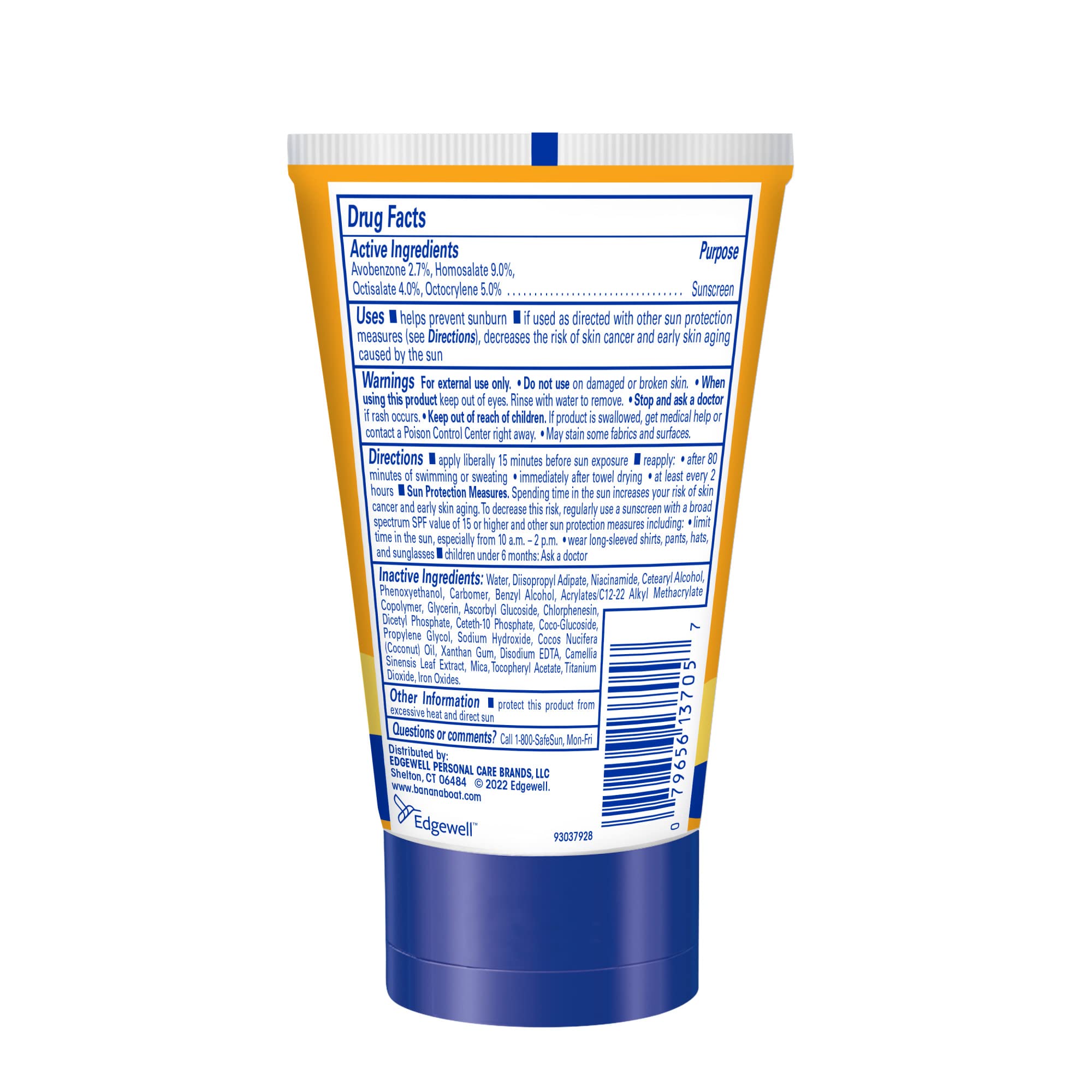Close-up of Banana Boat SPF 50 travel size bottle for on-the-go protection.
