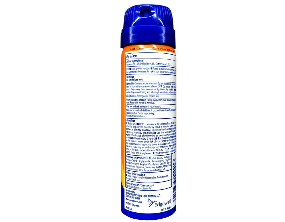 Banana Boat Sport SPF 30 Cool Zone label close-up highlighting cooling tech