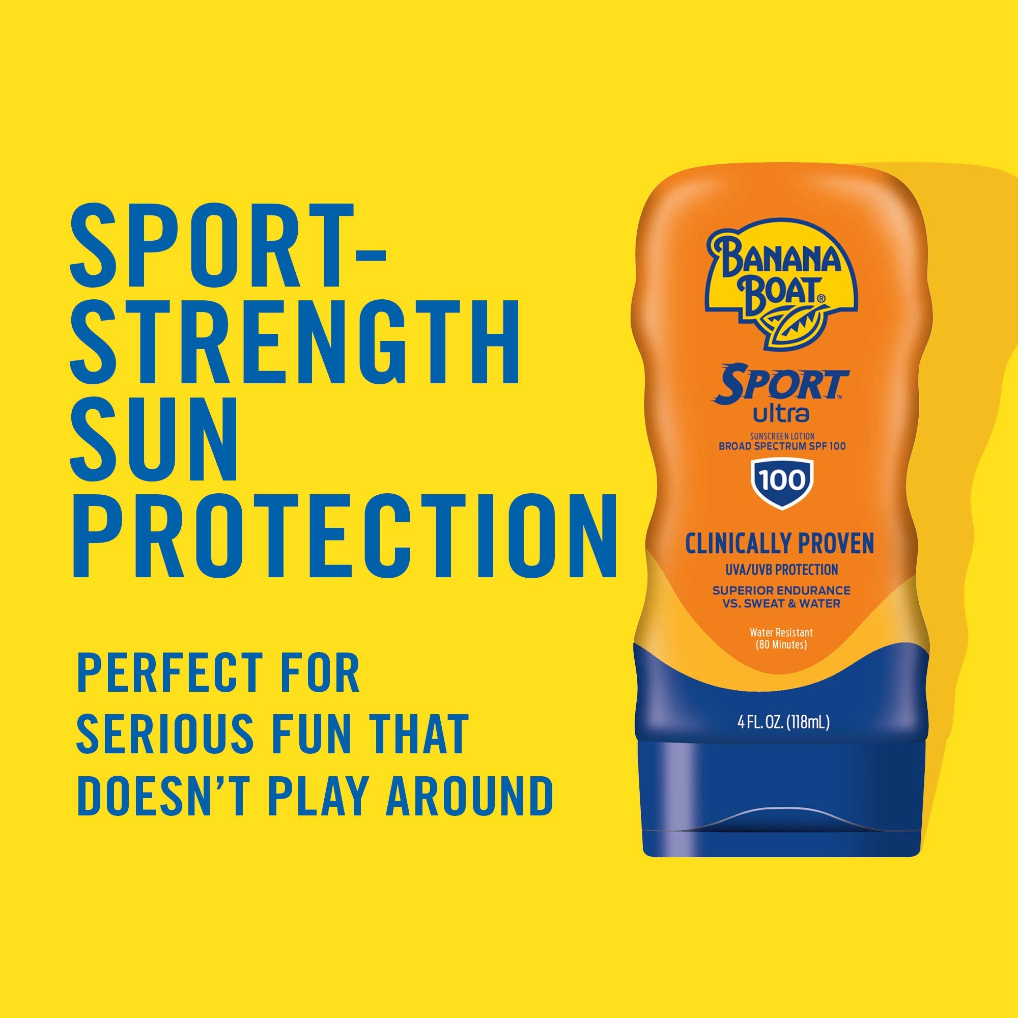 Banana Boat Sport SPF 100 demonstrates water-sweat resistance during activity