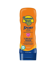 Banana Boat Sunscreen Sport bottle with non-greasy, fast-absorbing SPF 50 protection.