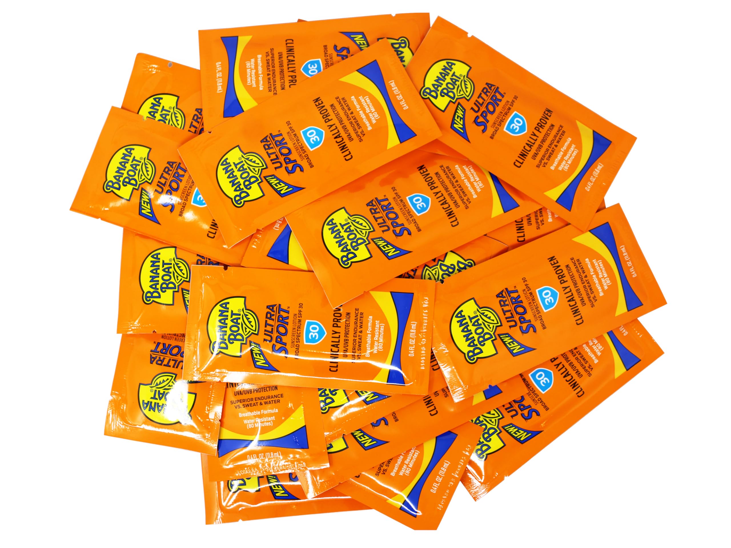 Banana Boat Ultra Sport sunscreen packet providing reliable SPF 30 coverage outdoors.