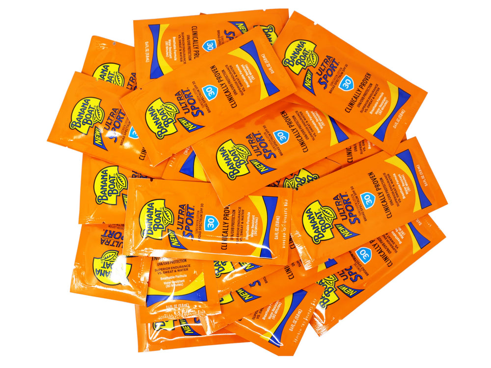 Banana Boat Ultra Sport sunscreen packet providing reliable SPF 30 coverage outdoors.