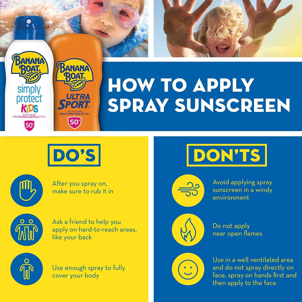 Banana Boat SPF 100 Kids lotion application shot.