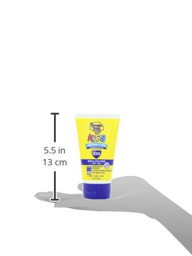 Banana Boat SPF 100 Kids bottle with bright label.