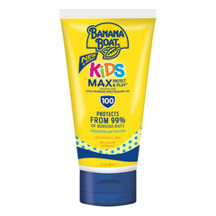 Banana Boat SPF 100 Kids kit front view; three 4 oz bottles for outdoor sun protection.