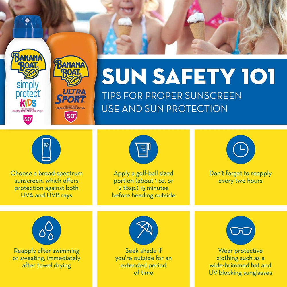 Banana Boat SPF 100 Kids lotion close-up label broad spectrum protection.