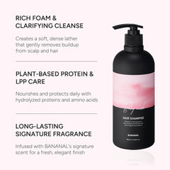 BANANAL Korean Shampoo creamy lather spreads evenly from roots to ends.