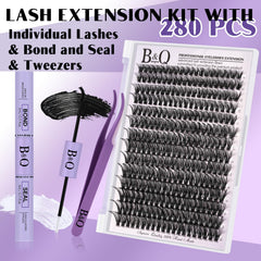 Band Qaugen lashes showing 40D-C curl options in mixed lengths