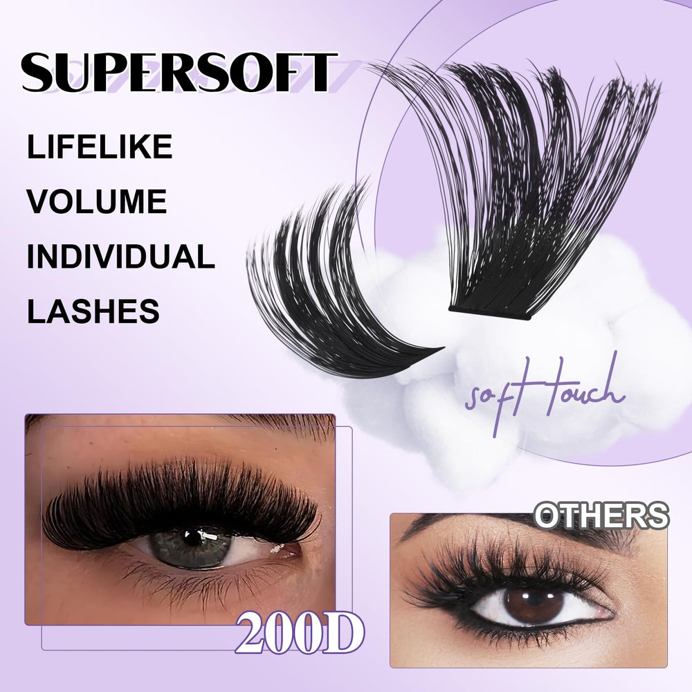 B&Qaugen D curl lash clusters 200D deliver strong curl and full silhouette.