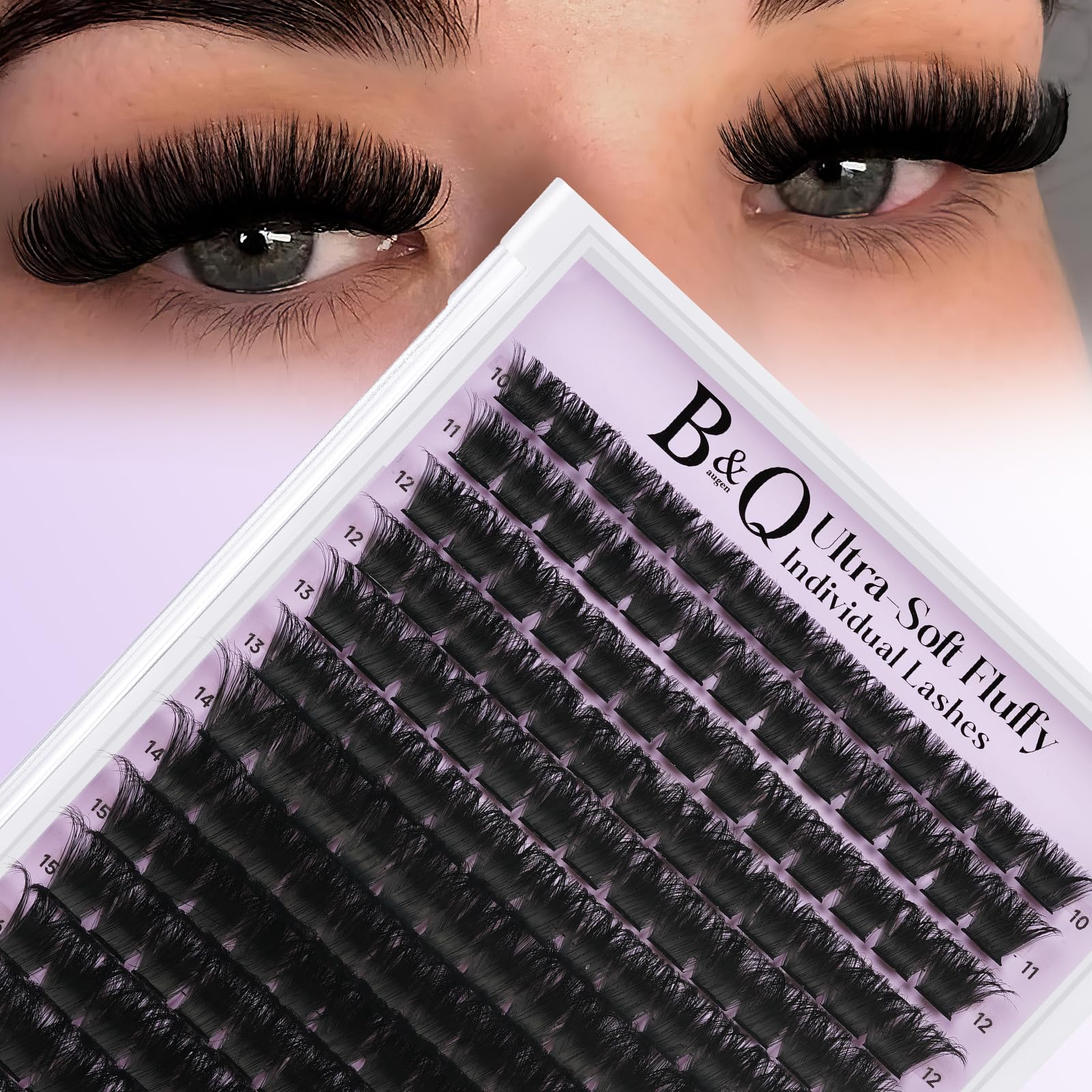 B&Qaugen fluffy lash clusters 200D provide lightweight volume for dramatic look.
