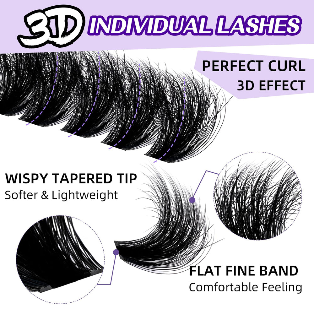 BandQaugen Fluffy Lash Clusters 200D application steps demonstration