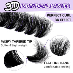 BandQaugen Fluffy Lash Clusters 200D application steps demonstration