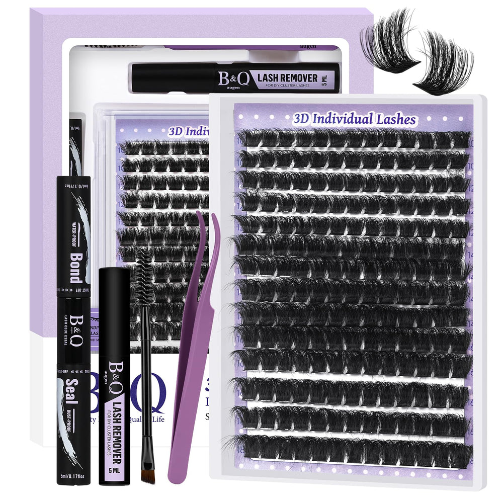 B&Qaugen fluffy lash clusters kit 200D front view for easy DIY lash look