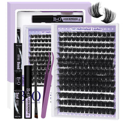 B&Qaugen fluffy lash clusters kit 200D front view for easy DIY lash look