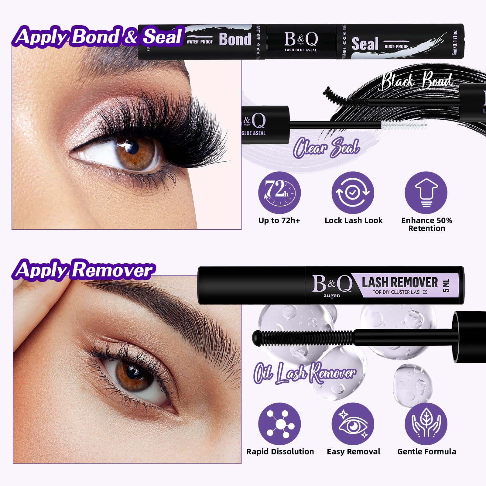 B&Qaugen fluffy lash clusters kit 200D mixed lengths 10-18mm for versatile styles