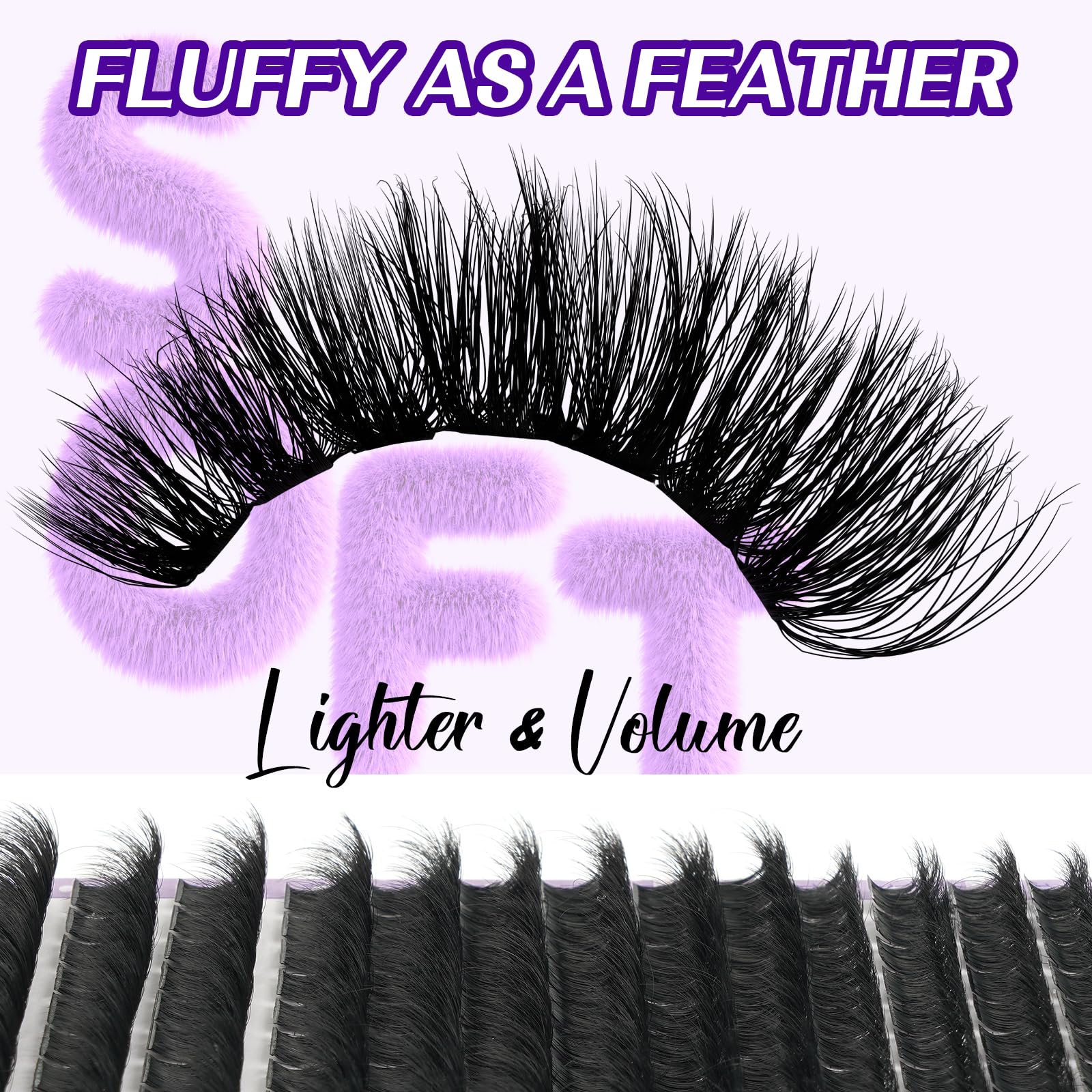 B&Qaugen fluffy lash clusters kit 200D tools tweezers for precise placement