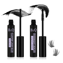 B&Qaugen Lash Bond & Seal 2in1 kit with 5ml bottles for durable cluster lashes.