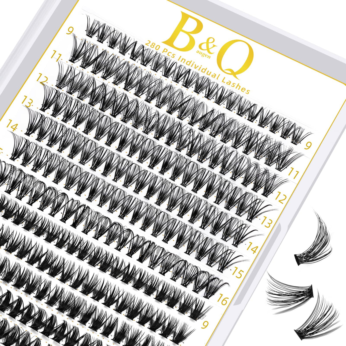 BandQaugen lash clusters 30D tray for easy DIY lashes and natural volume.