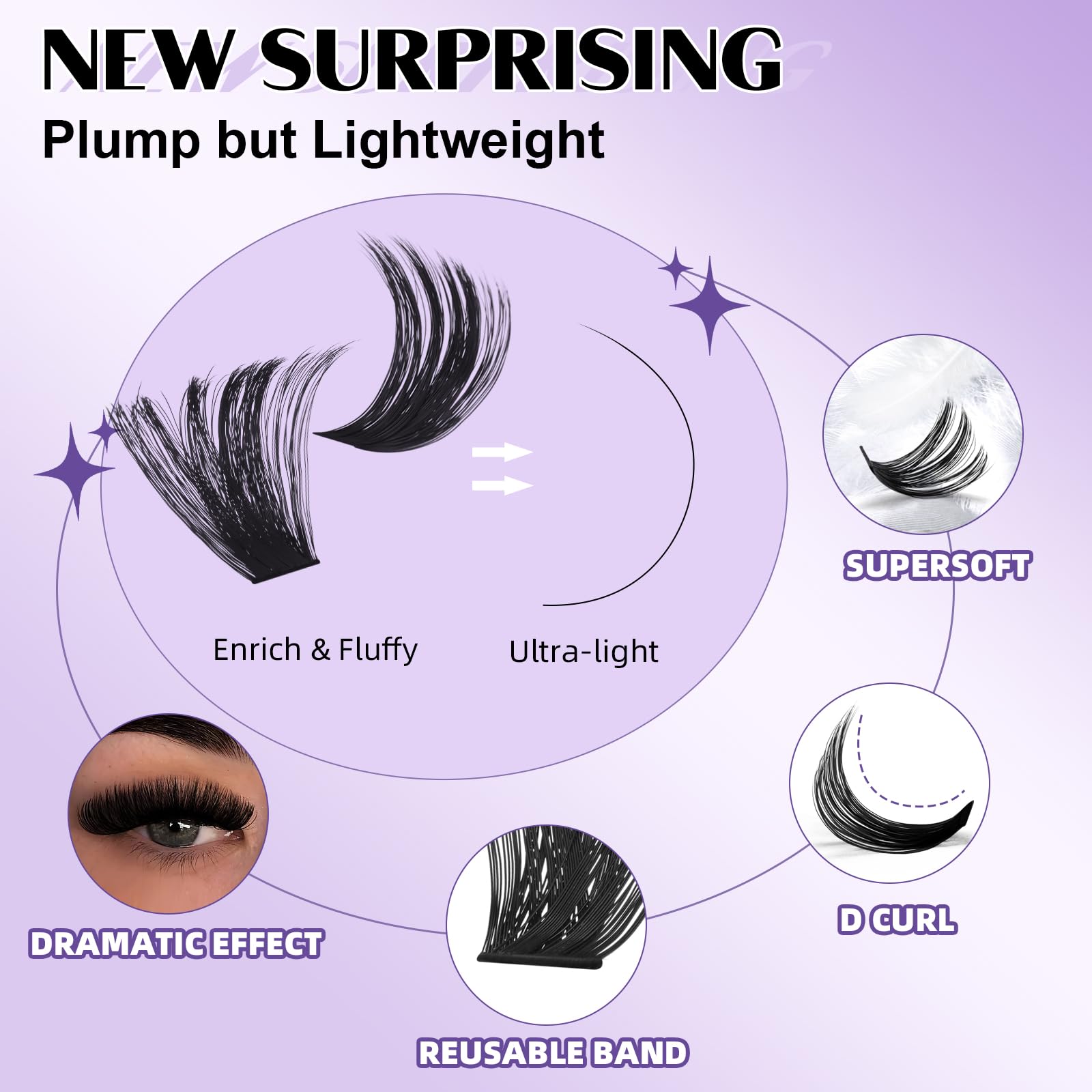 B&Qaugen lightweight lashes ensure eyelid comfort during wear.