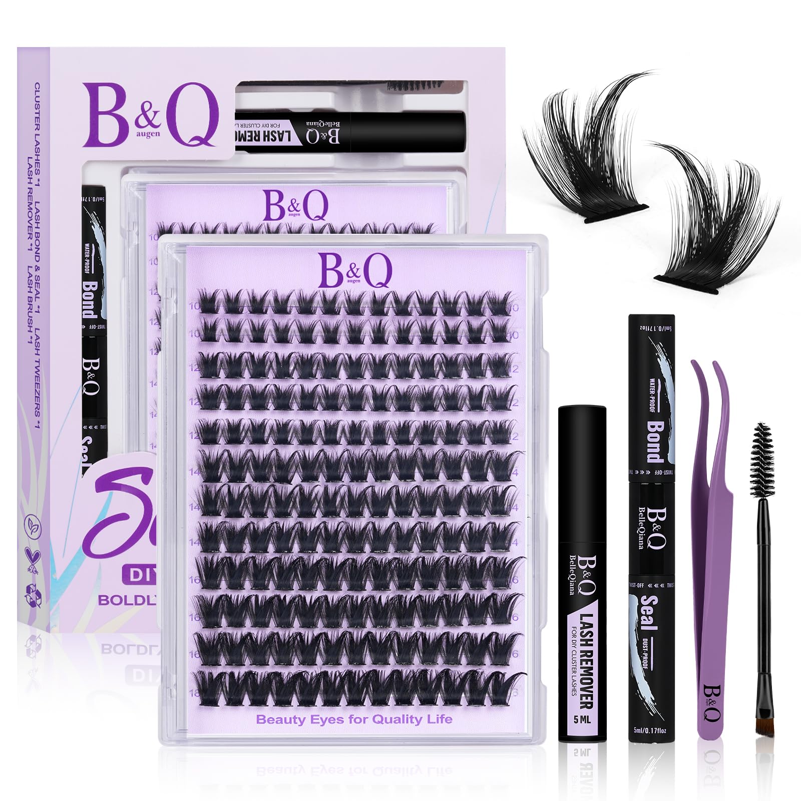 B&Qaugen Manga Lash Clusters Kit package shows home salon potential