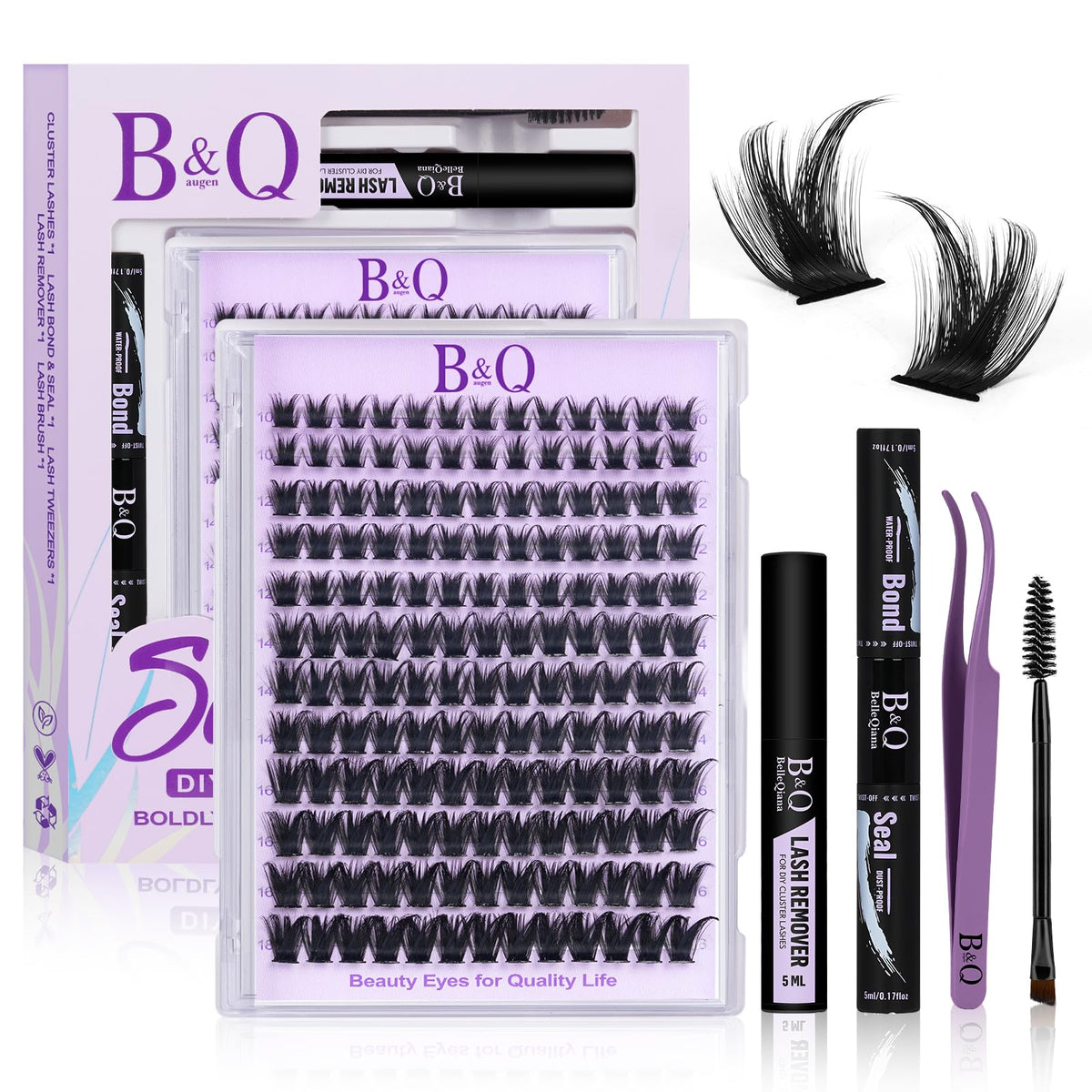B&Qaugen Manga Lash Clusters Kit package shows home salon potential