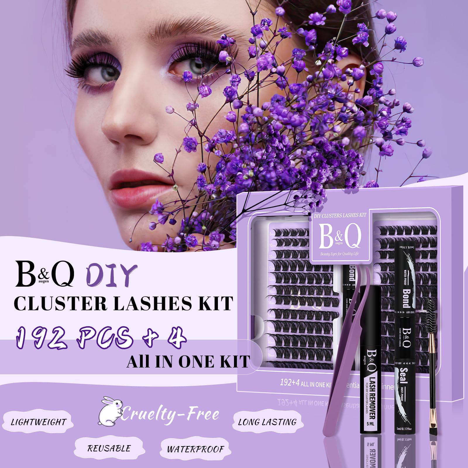 BandQaugen mixed length cluster lashes 8-18 mm for natural fullness