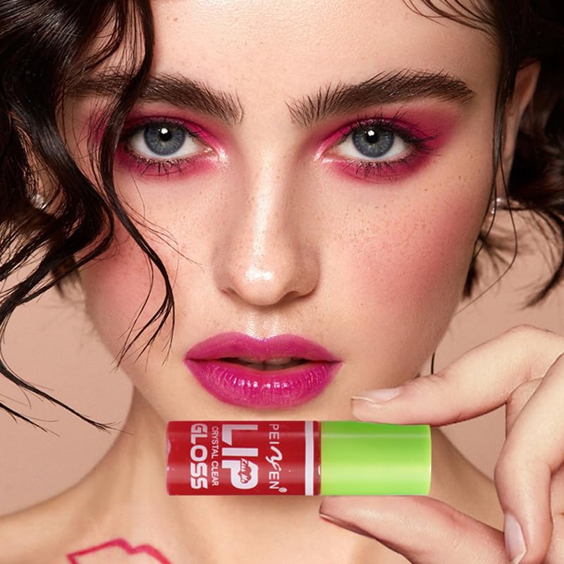 Bangfeng Crystal Clear Lip Oil on lips delivering glass-like shine.