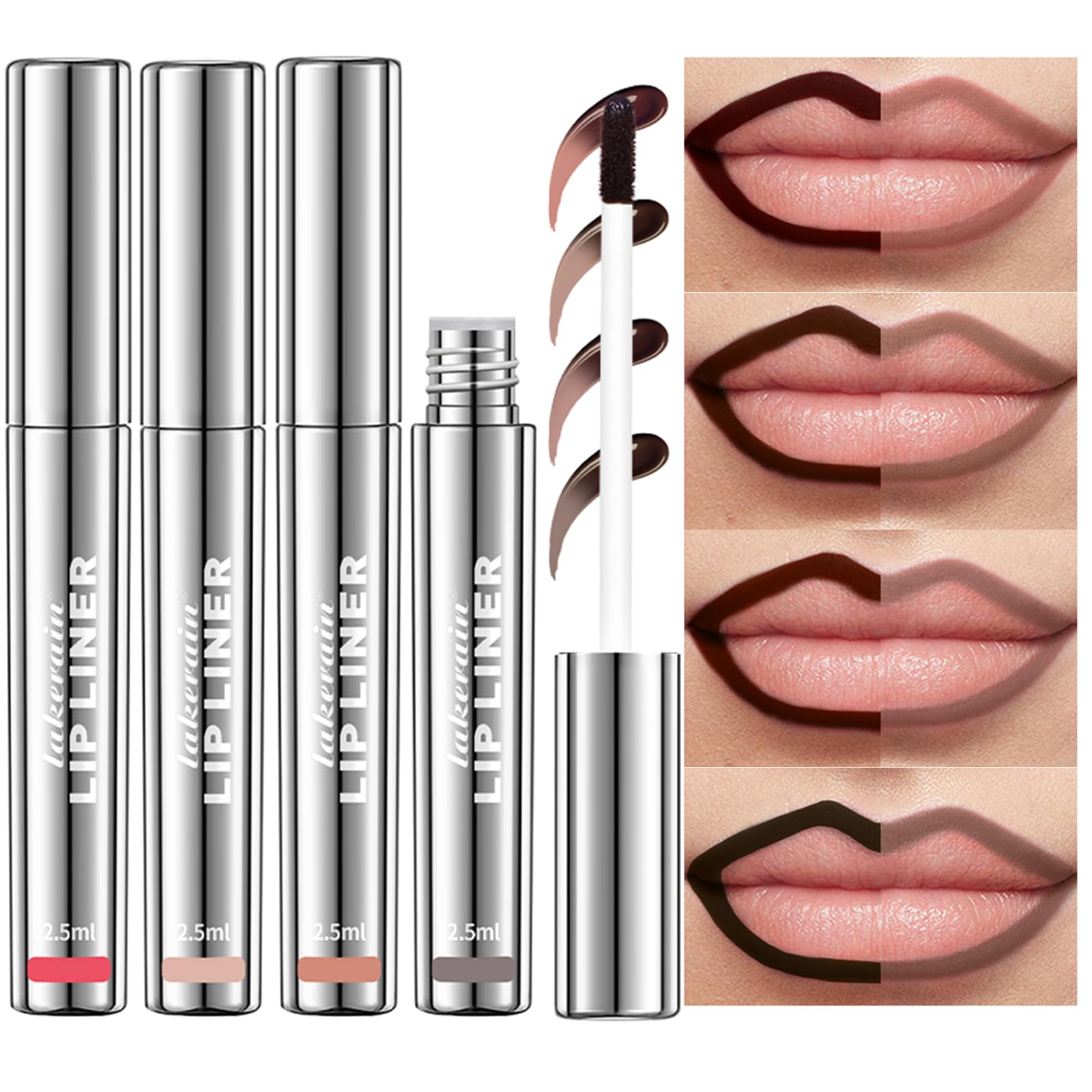 BANGFENG Peel-Off Lip Liner Stain shows precise outline for defined lips and bold color.