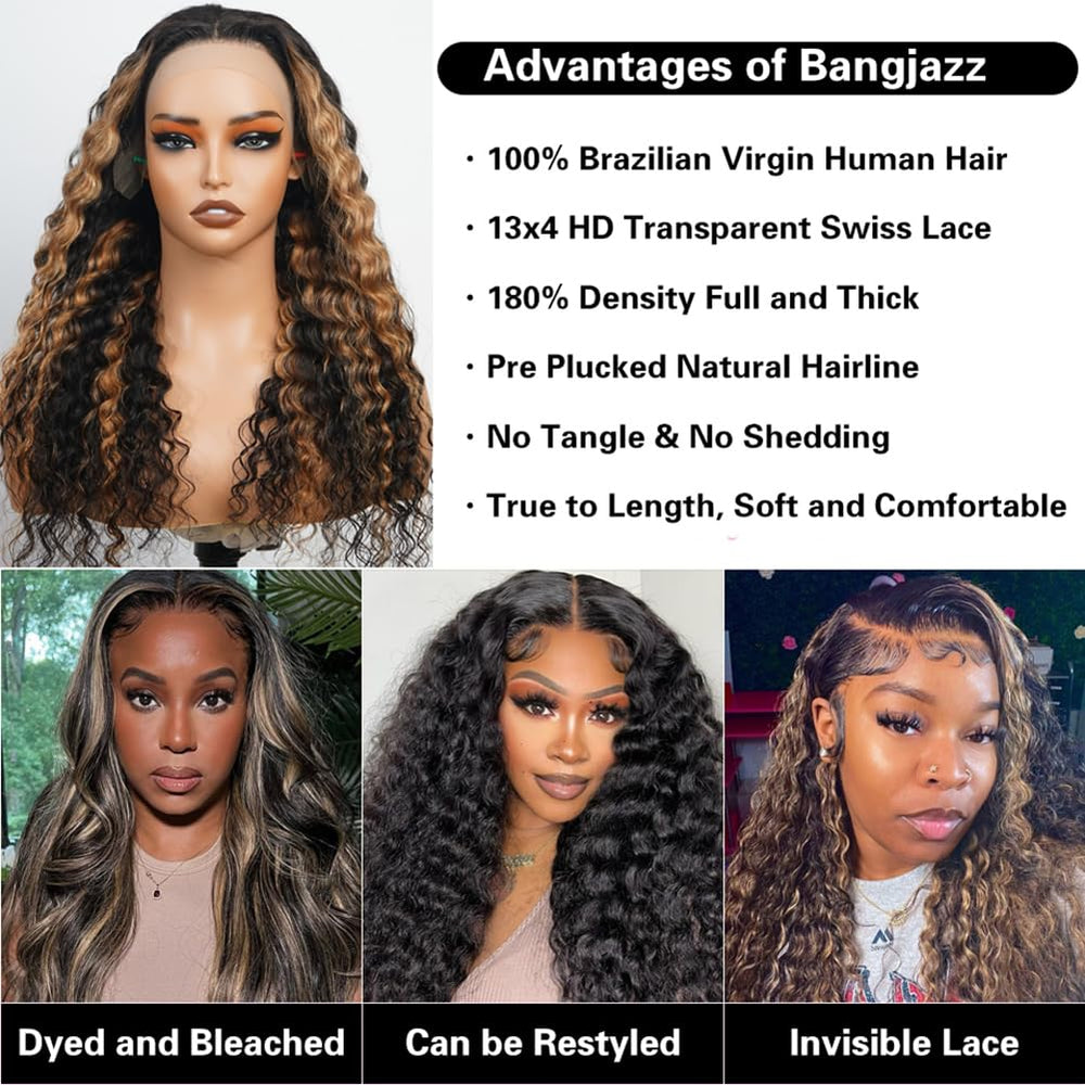 Bangjazz pre-plucked hairline deep wave wig ready to style for a natural appearance.